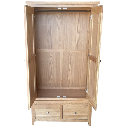 Como 2 Door 2 Drawer Wardrobe. Solid American Oak Frame