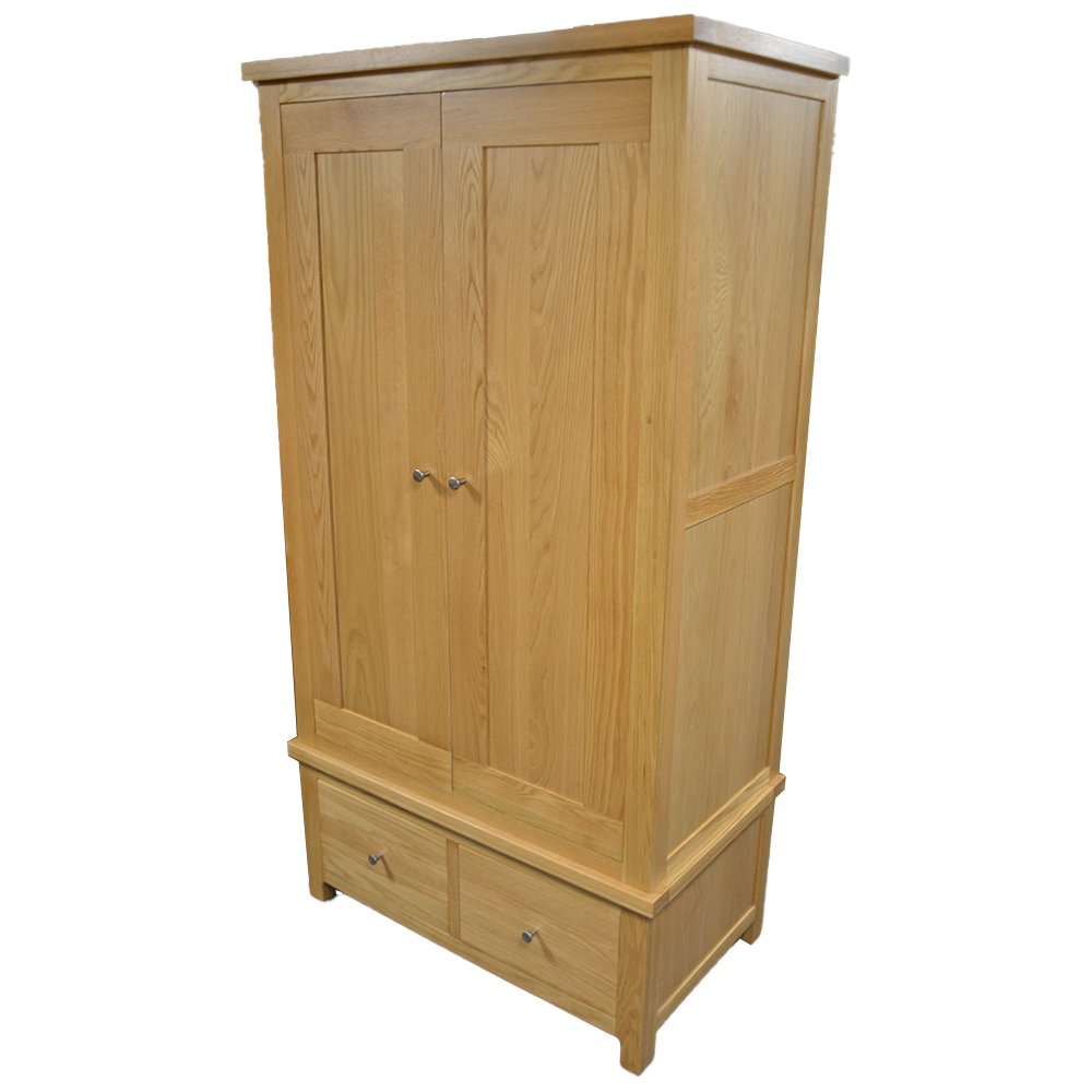 Como 2 Door 2 Drawer Wardrobe. Solid American Oak Frame