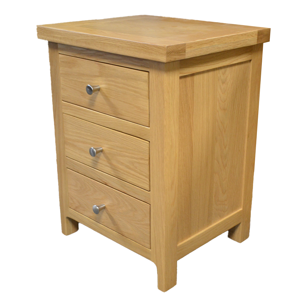 Como 3 Drawer Bedside Cabinet – Solid American Oak Frame