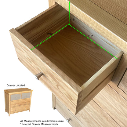 Como 4 Drawer Chest - Solid American Oak Frame. 4 Drawers