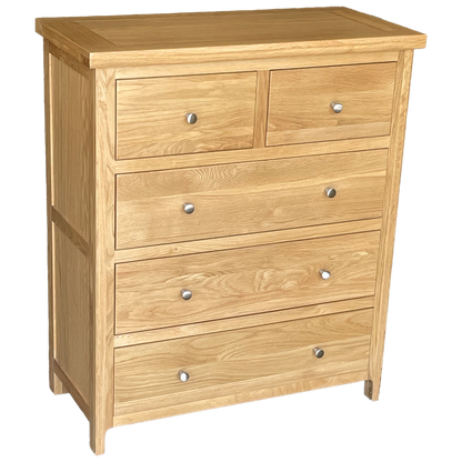 Como 5 Drawer Wide Chest – Solid American Oak Frame