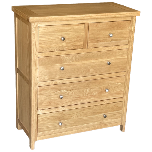 Como 5 Drawer Wide Chest – Solid American Oak Frame