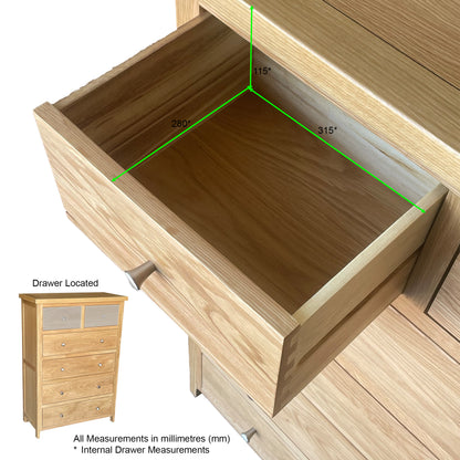 Como 6 Drawer Chest – Solid American Oak Frame (85cm Wide)