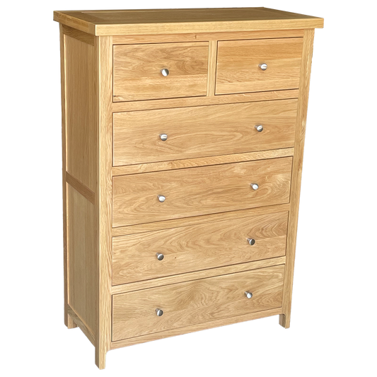 Como 6 Drawer Chest – Solid American Oak Frame (85cm Wide)