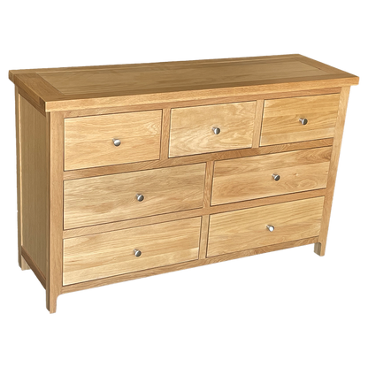 Como 7 Drawer Chest. Solid American Oak & Oak Veneer. 7 Drawers