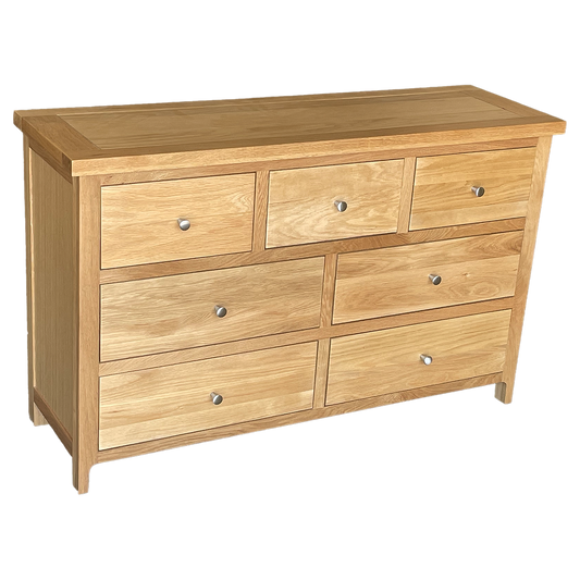 Como 7 Drawer Chest. Solid American Oak & Oak Veneer. 7 Drawers