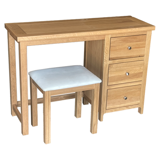 Como Dressing Table with Stool – Solid American Oak Frame (3 Drawers)