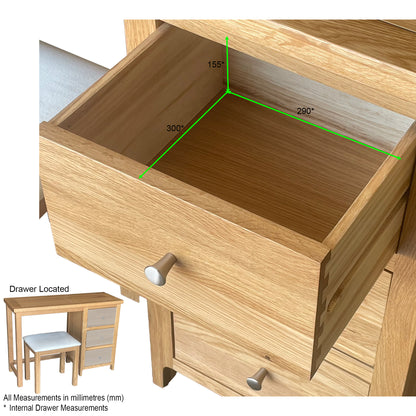 Como Dressing Table with Stool – Solid American Oak Frame (3 Drawers)