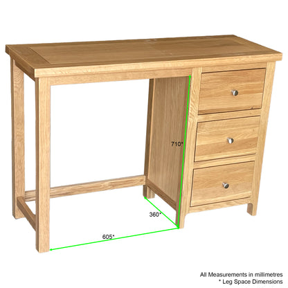 Como Dressing Table with Stool – Solid American Oak Frame (3 Drawers)