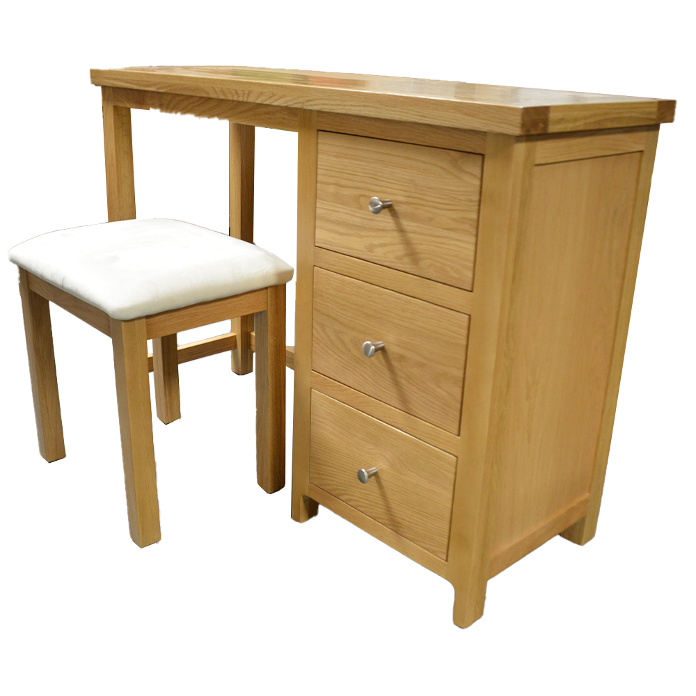 Como Dressing Table with Stool – Solid American Oak Frame (3 Drawers)