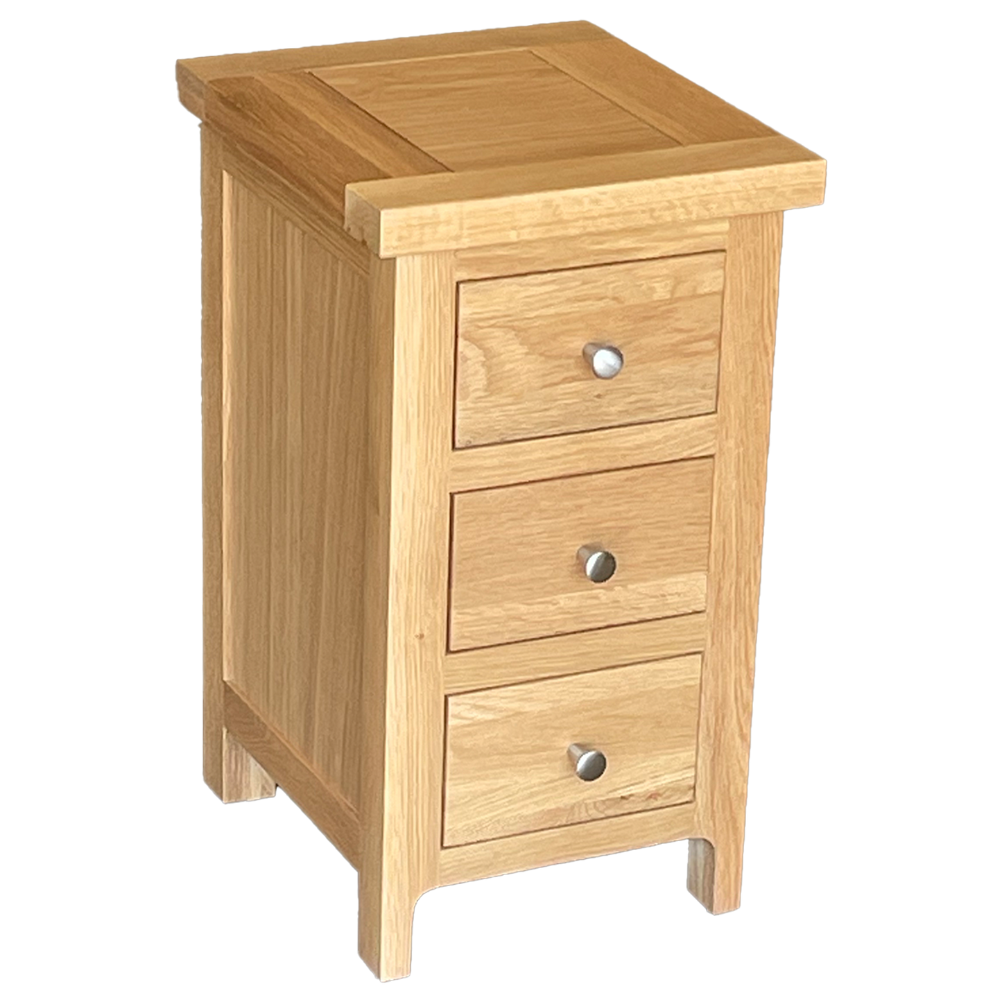 Como Narrow Bedside Cabinet – Solid Oak Frame with 3 Drawers