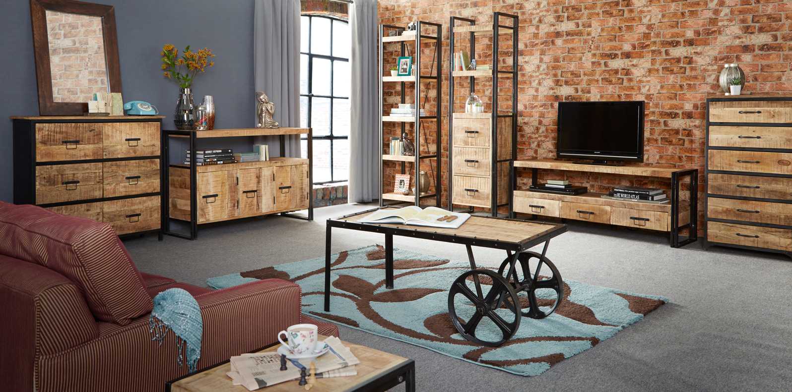 Cosmo Coffee Table, Reclaimed Wood & Metal