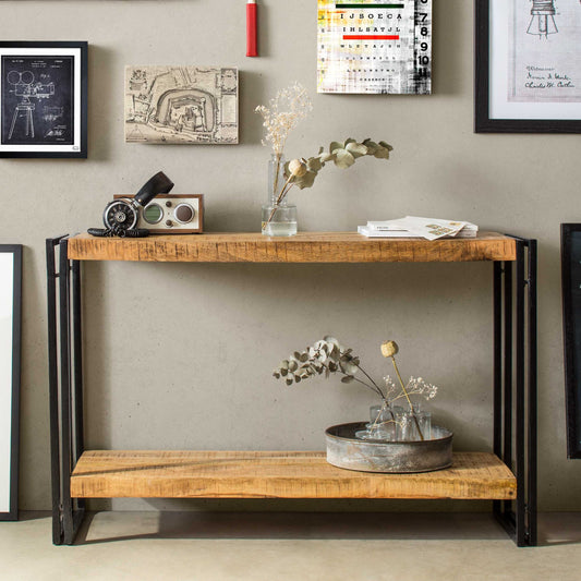 Cosmo Console Table, Reclaimed Wood & Metal