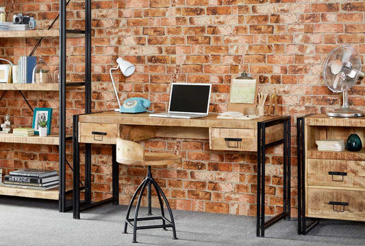 Cosmo Industrial Desk, Reclaimed Wood & Metal