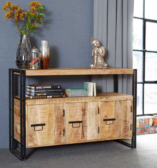 Cosmo Industrial Sideboard, Reclaimed Wood & Metal