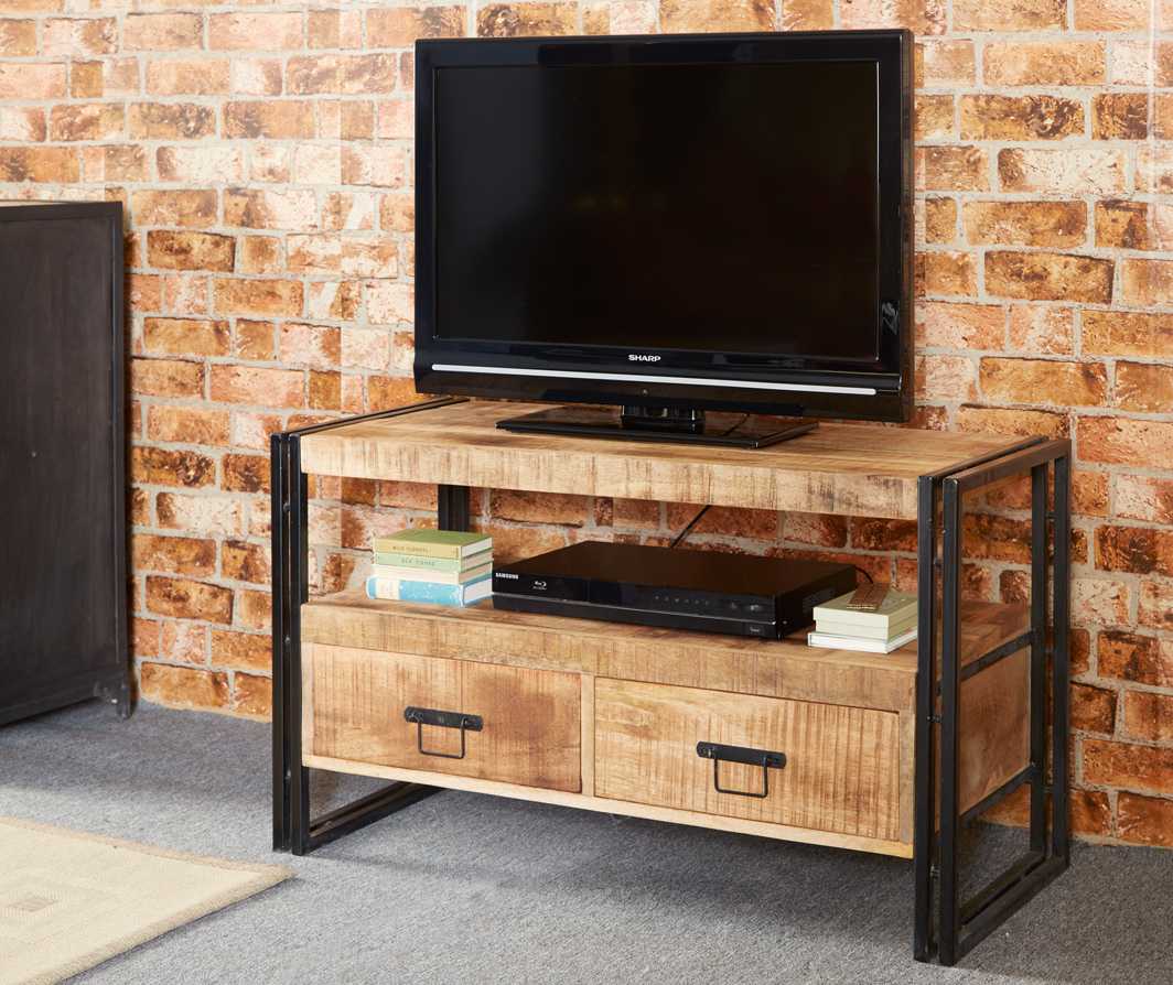 Cosmo Industrial TV Stand, Reclaimed Wood & Metal