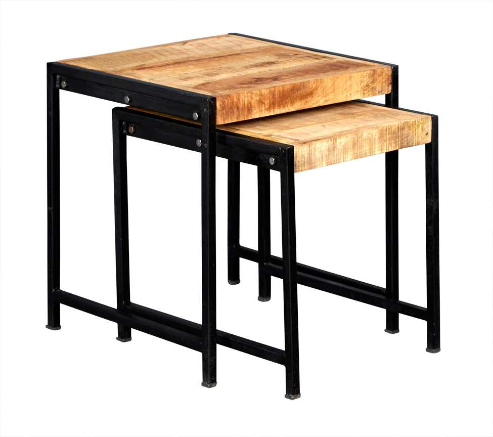 Cosmo Nest of 2 Tables, Reclaimed Wood & Metal