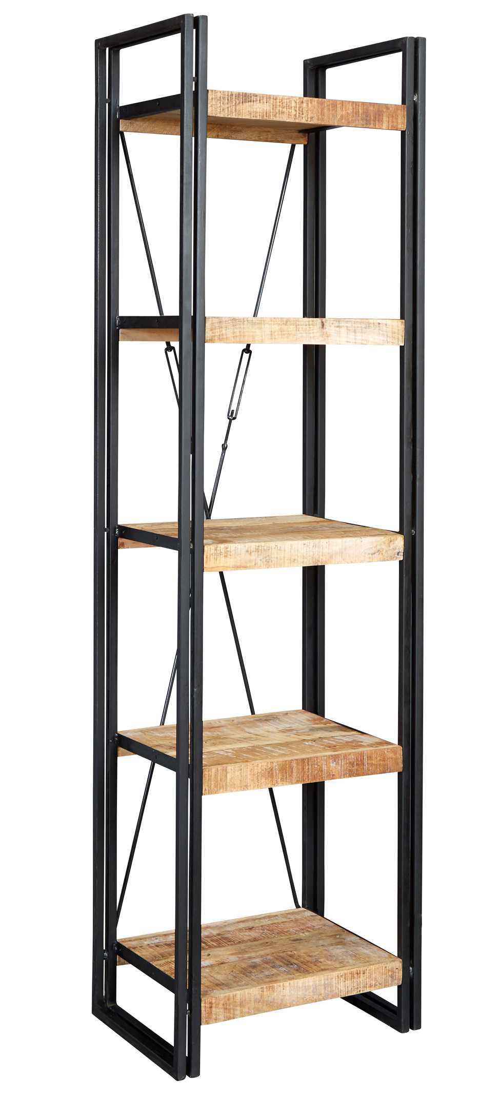 Cosmo Slim Bookcase, Reclaimed Wood & Metal