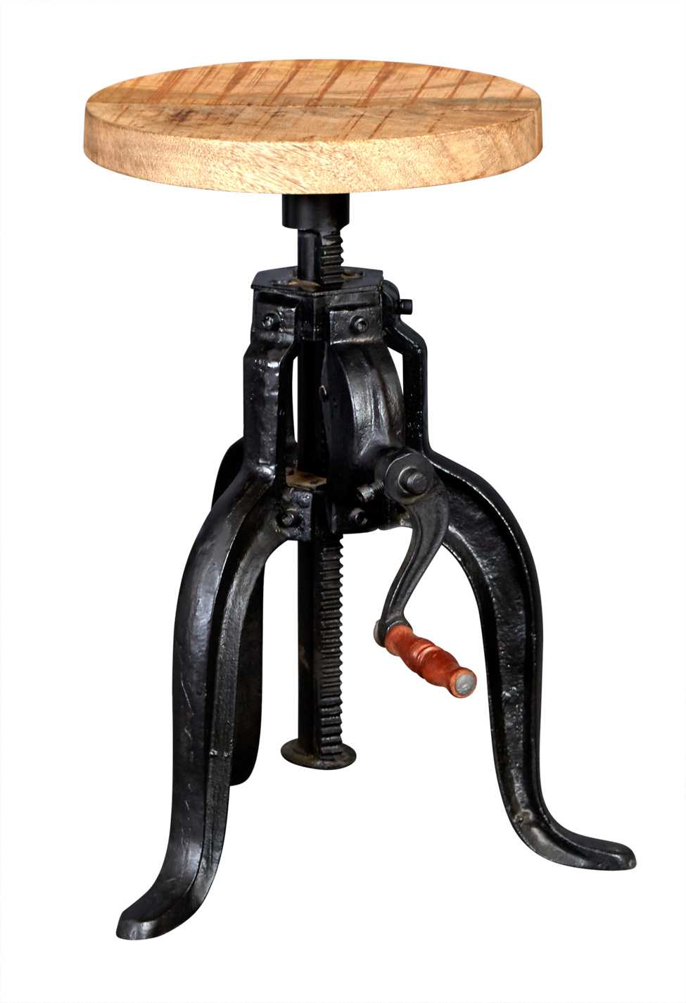 Cosmo Small Crank Table, Reclaimed Wood & Metal