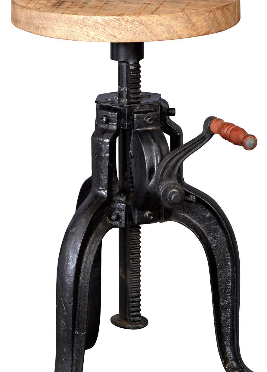 Cosmo Small Crank Table, Reclaimed Wood & Metal