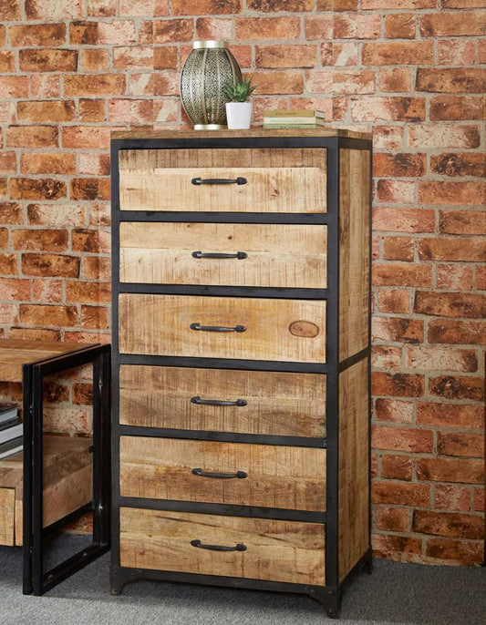 Cosmo Tall Chest, Reclaimed Wood & Metal