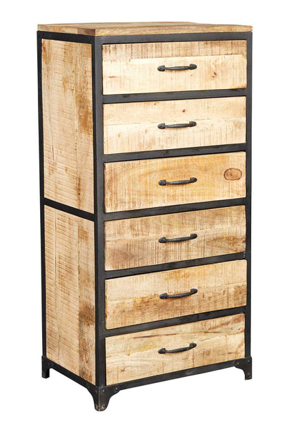 Cosmo Tall Chest, Reclaimed Wood & Metal