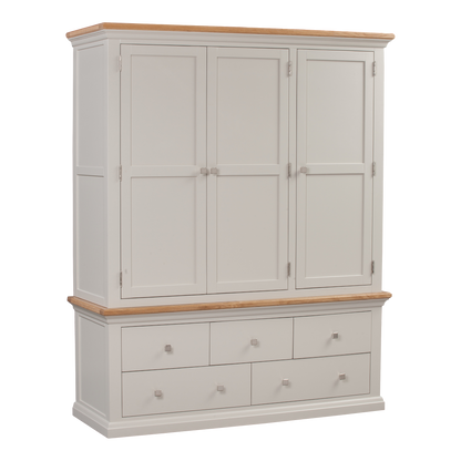 Cotswold Triple Wardrobe 5 Drawers Painted Pine Construction
