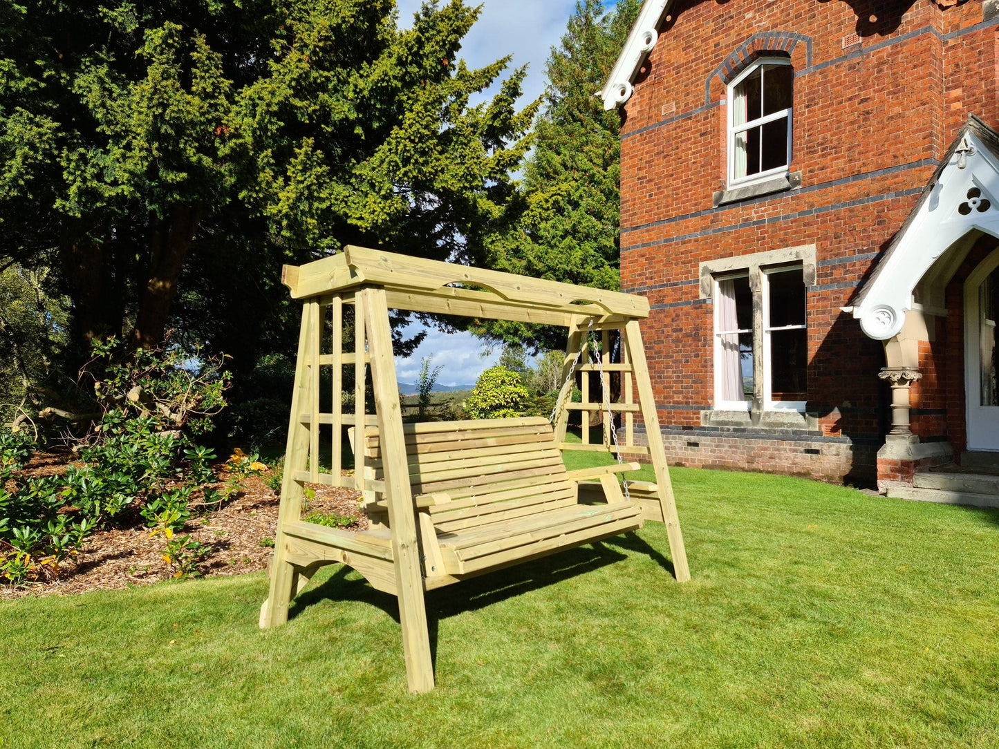 Cottage 3 Seater Garden Swing - Scandinavian Redwood