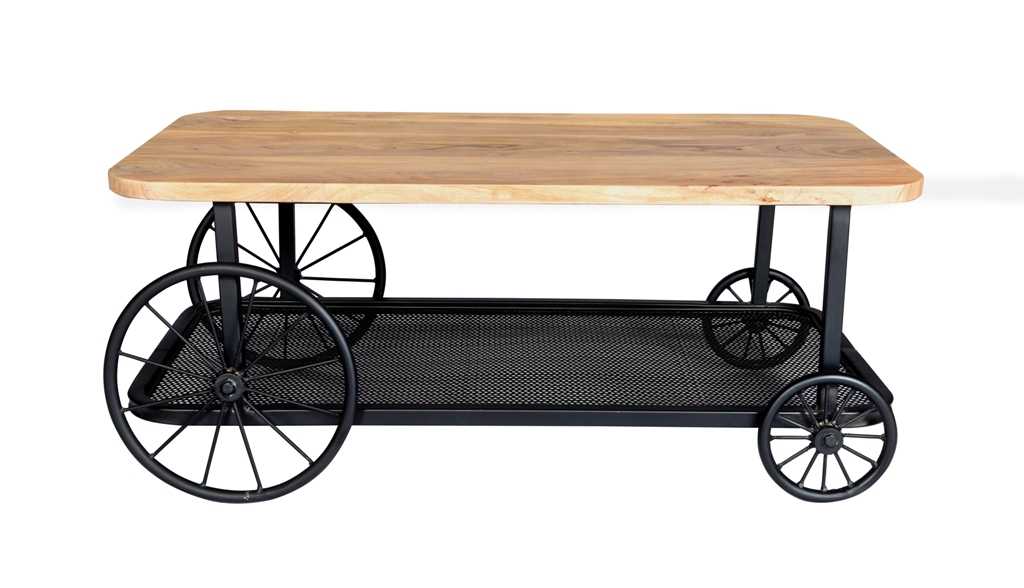 Craft Wheel Coffee Table. 100% Solid Mango Wood