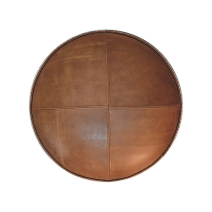 Cream Boucle Buffalo Footstool. 100% Solid Mango Wood