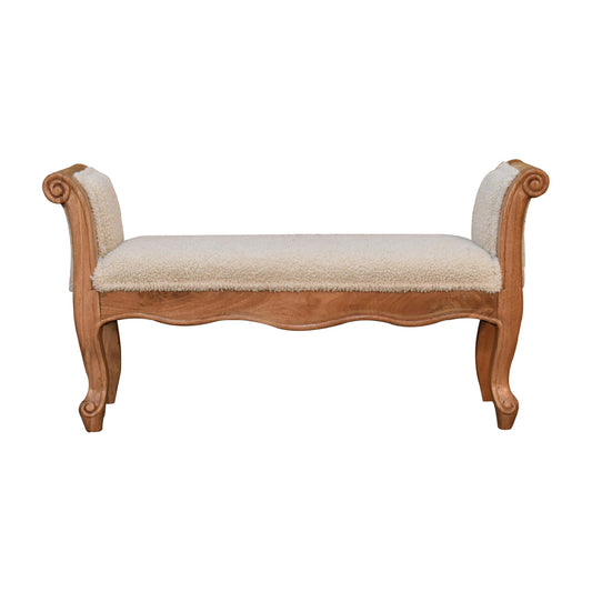 Cream Boucle French Style Bench 100% Cotton and Natural Yarn