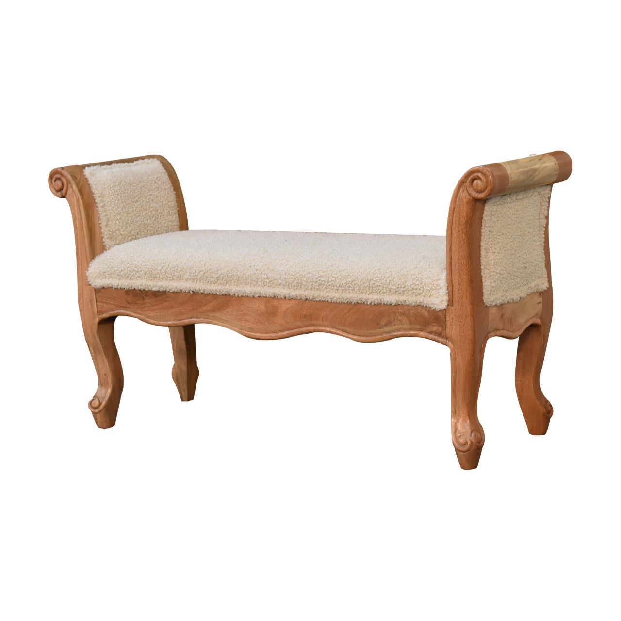 Cream Boucle French Style Bench 100% Cotton and Natural Yarn
