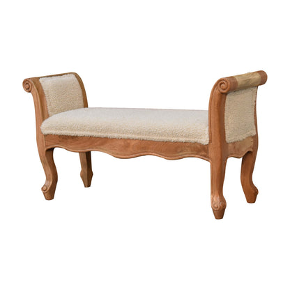 Cream Boucle French Style Bench 100% Cotton and Natural Yarn