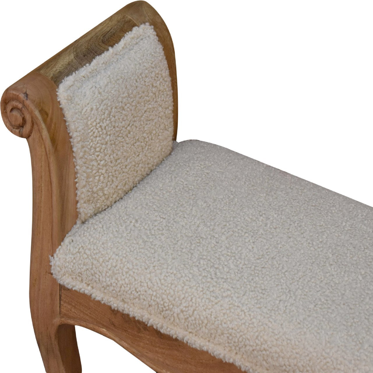 Cream Boucle French Style Bench 100% Cotton and Natural Yarn
