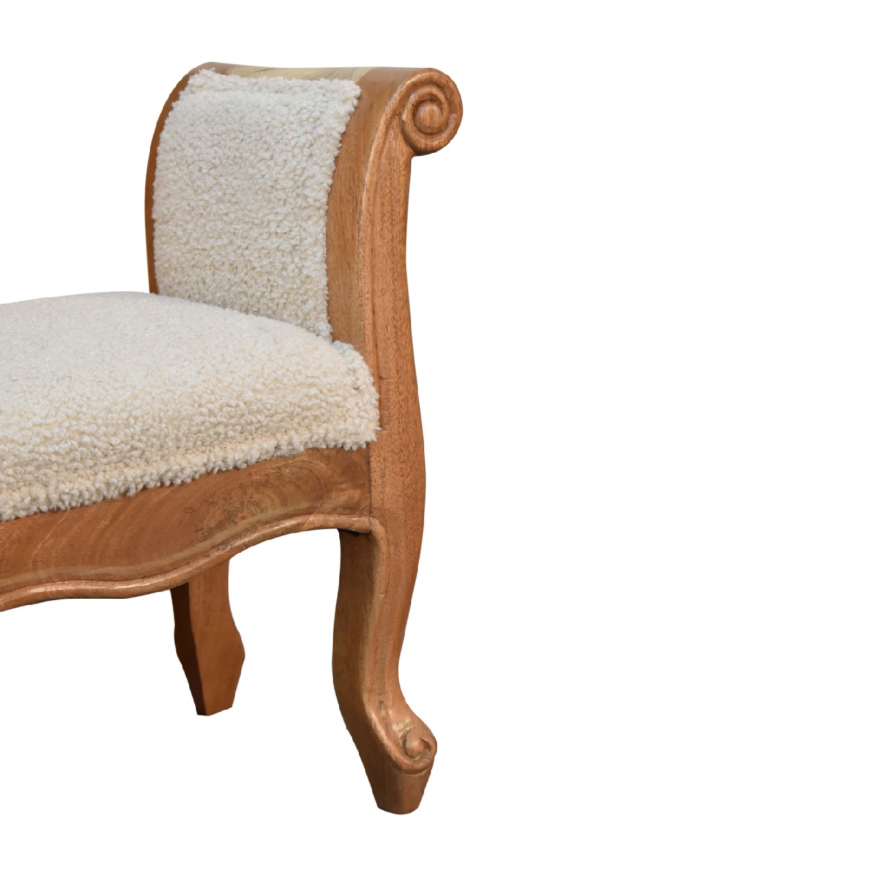 Cream Boucle French Style Bench 100% Cotton and Natural Yarn