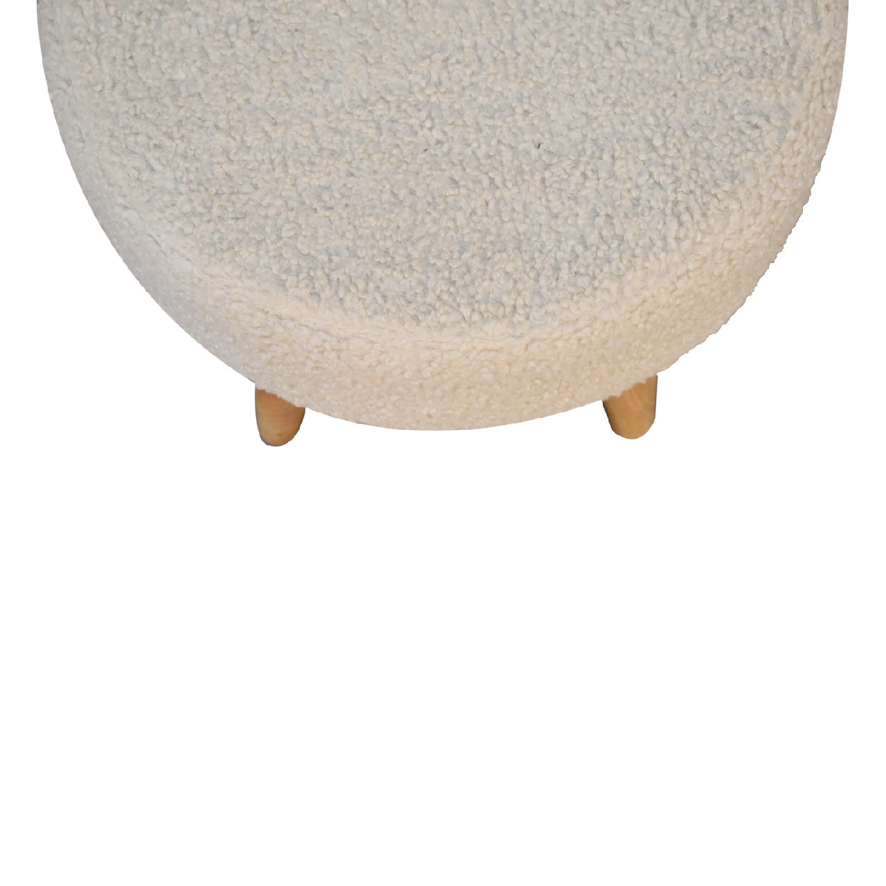 Cream Boucle Petite Footstool. 100% Solid Mango Wood
