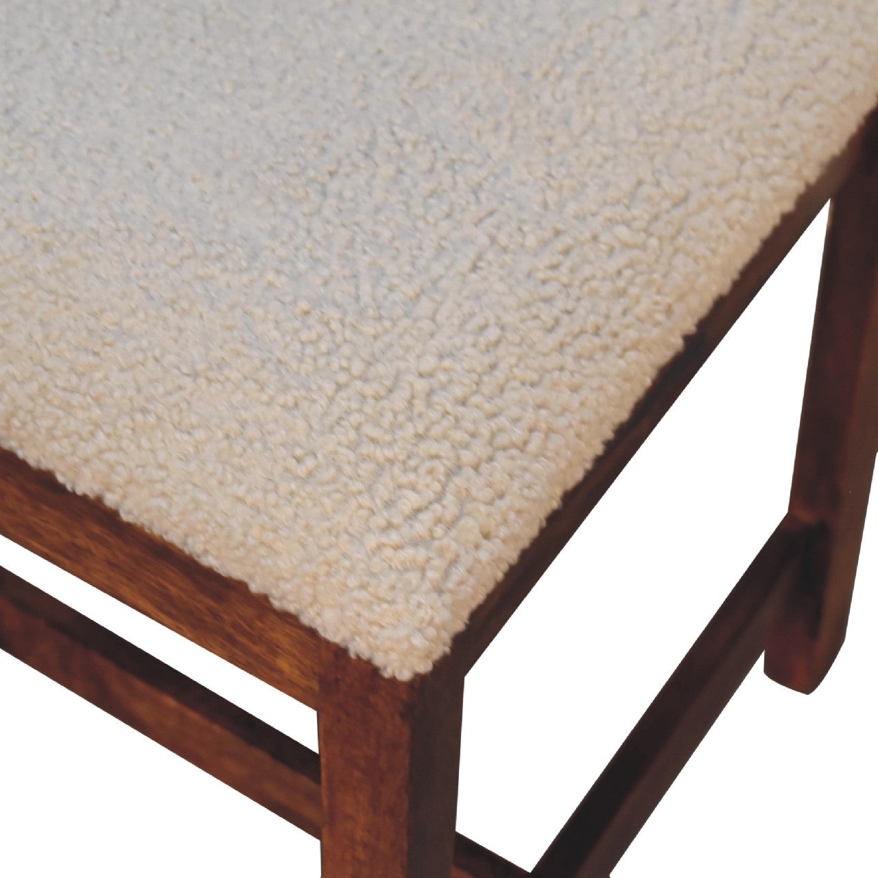 Cream Boucle Rattan Chair. 100% Solid Mango Wood