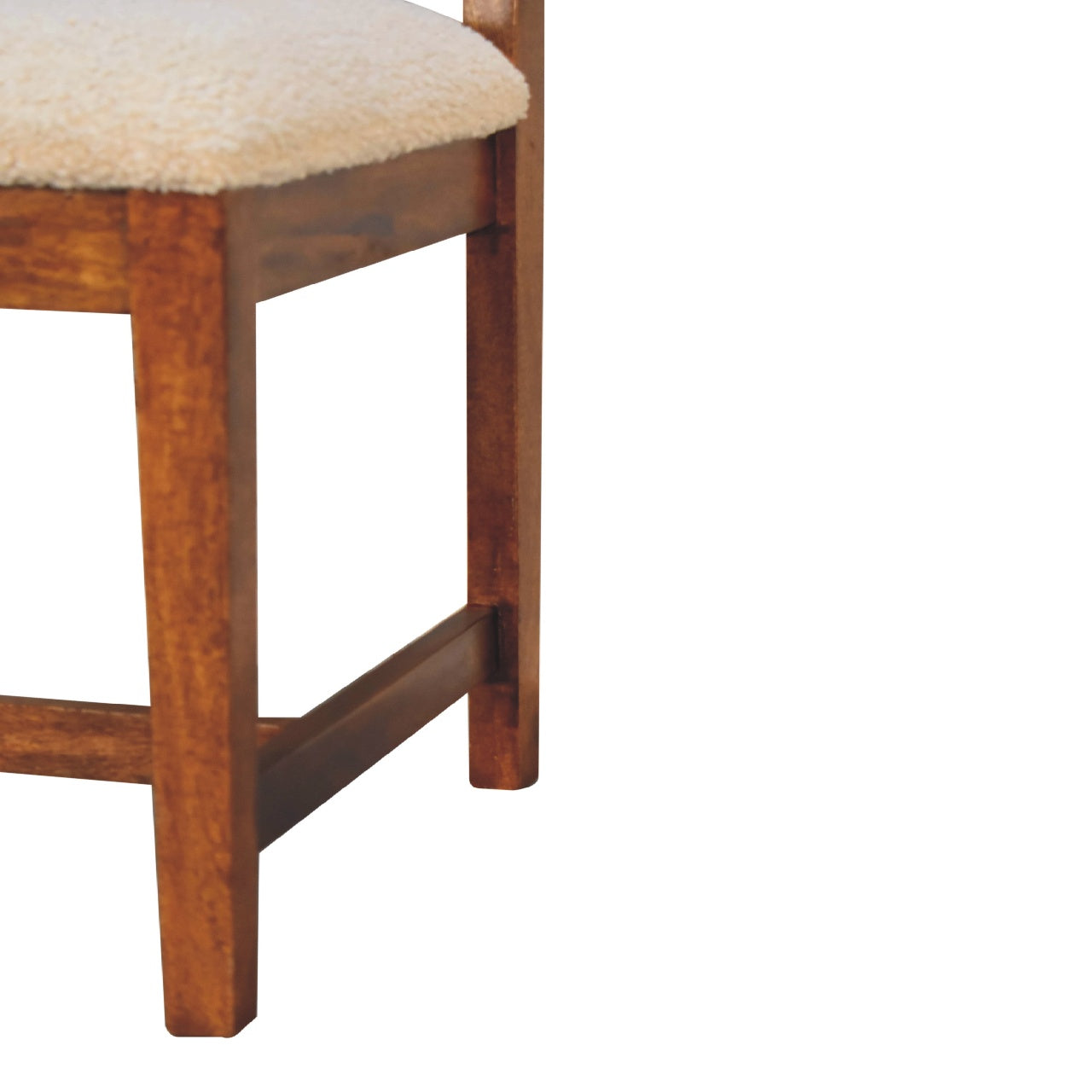 Cream Boucle Rattan Chair. 100% Solid Mango Wood