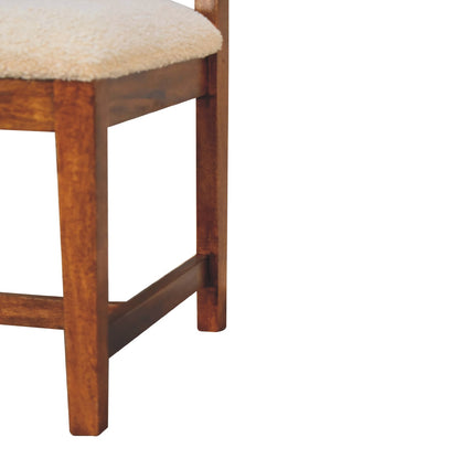 Cream Boucle Rattan Chair. 100% Solid Mango Wood
