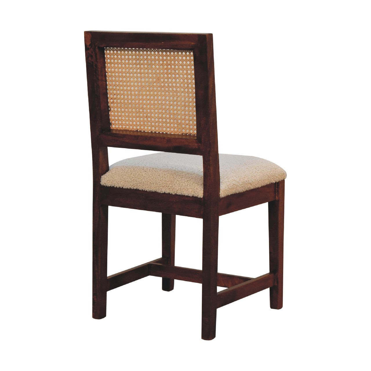 Cream Boucle Rattan Chair. 100% Solid Mango Wood