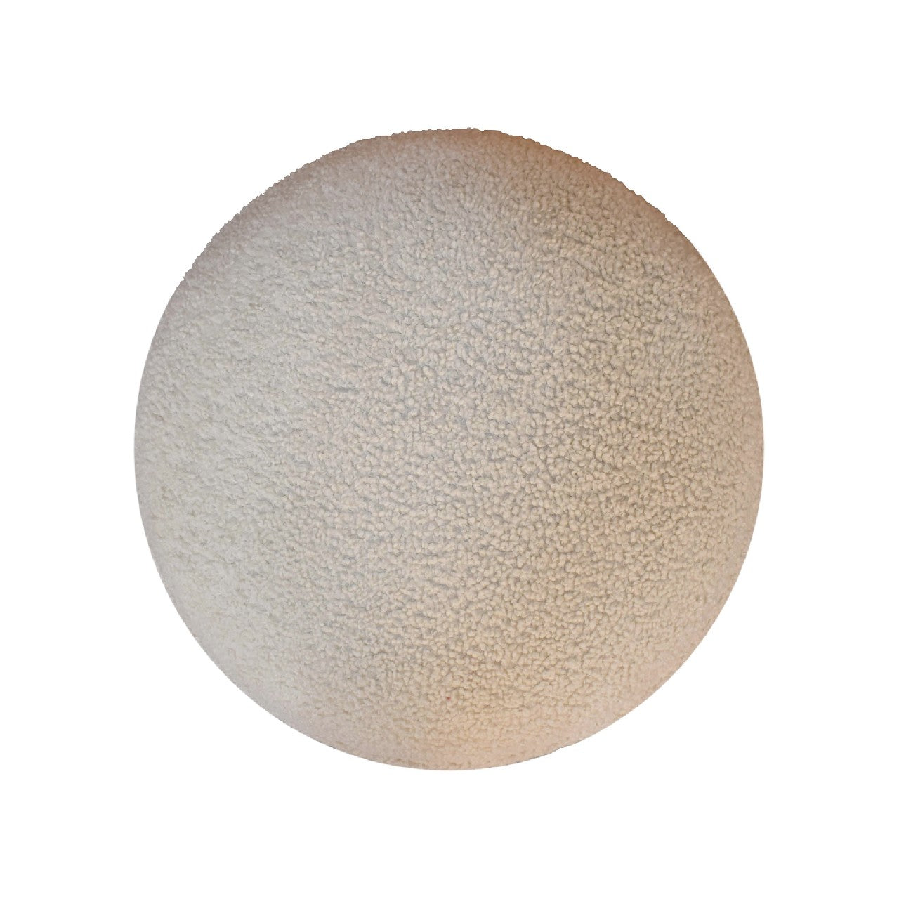 Cream Boucle Rounded Footstool. 100% Solid Mango Wood