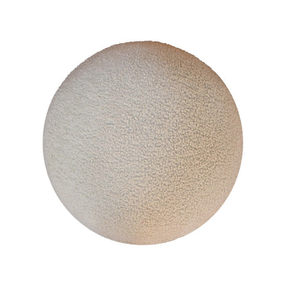 Cream Boucle Rounded Footstool. 100% Solid Mango Wood