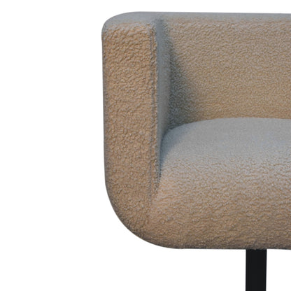 Cream Boucle Swivel Chair. 100% Solid Mango Wood