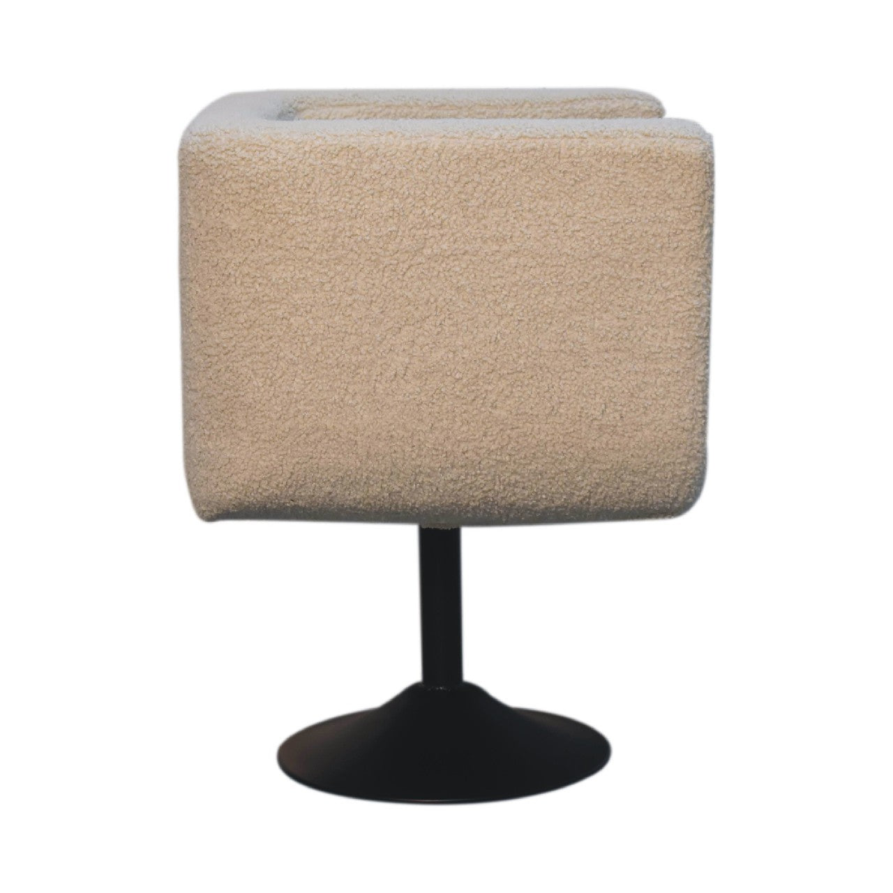 Cream Boucle Swivel Chair. 100% Solid Mango Wood