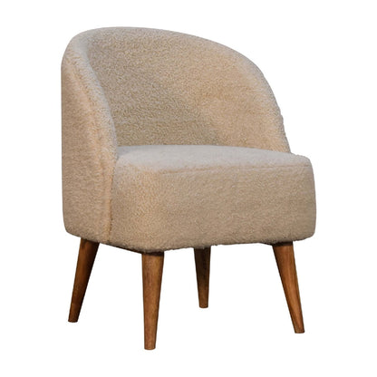 Cream Boucle Tub Chair. 100% Solid Mango Wood