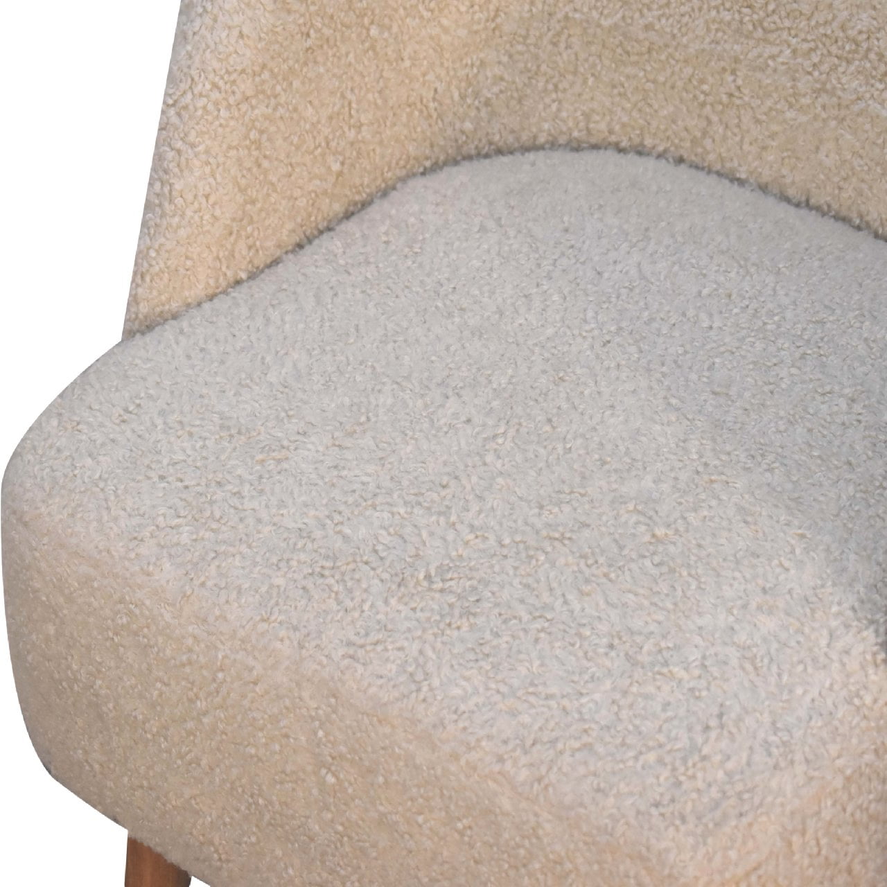 Cream Boucle Tub Chair. 100% Solid Mango Wood