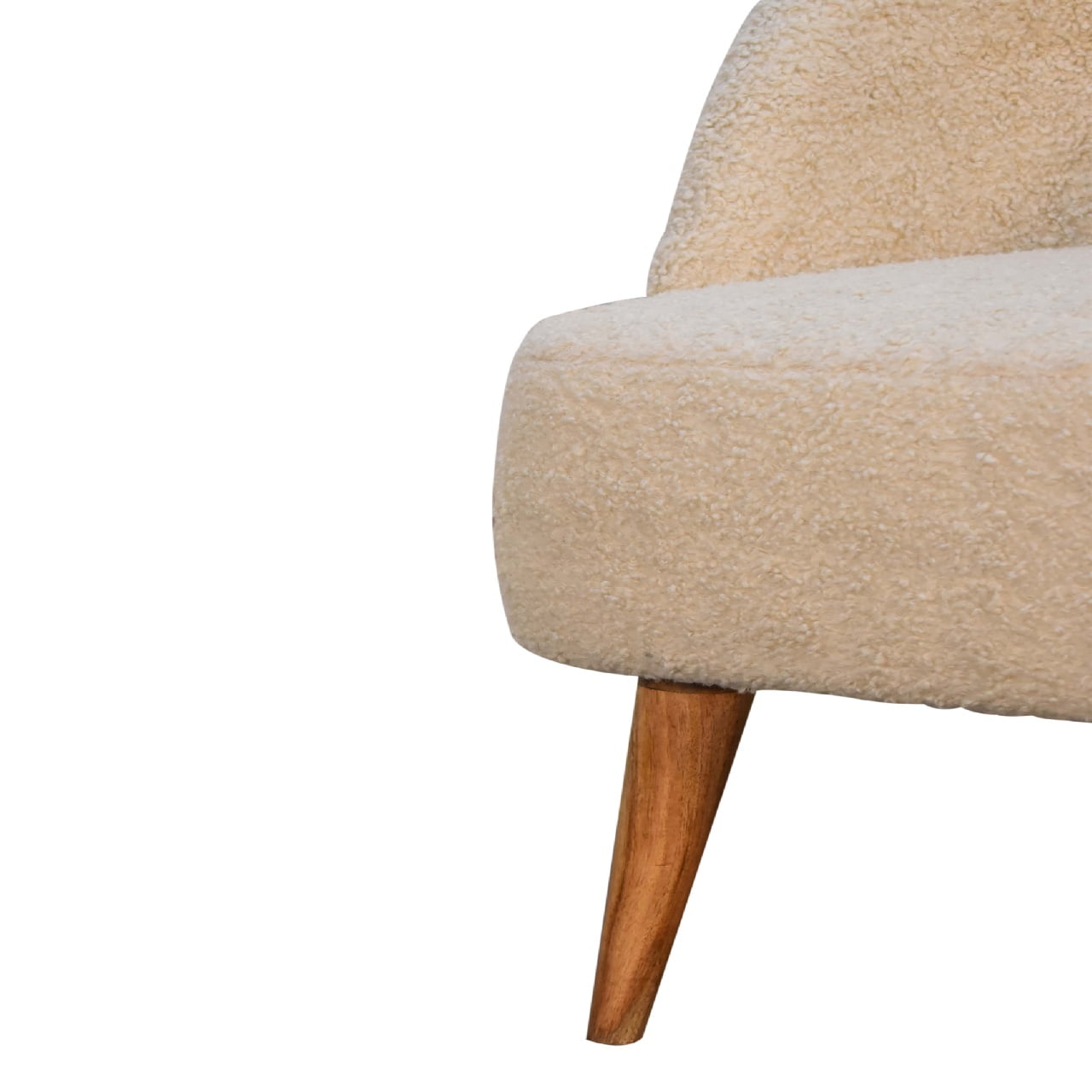 Cream Boucle Tub Chair. 100% Solid Mango Wood
