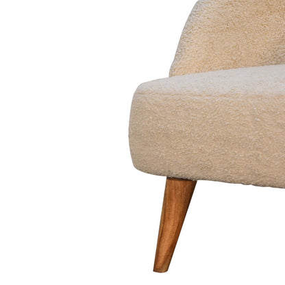 Cream Boucle Tub Chair. 100% Solid Mango Wood