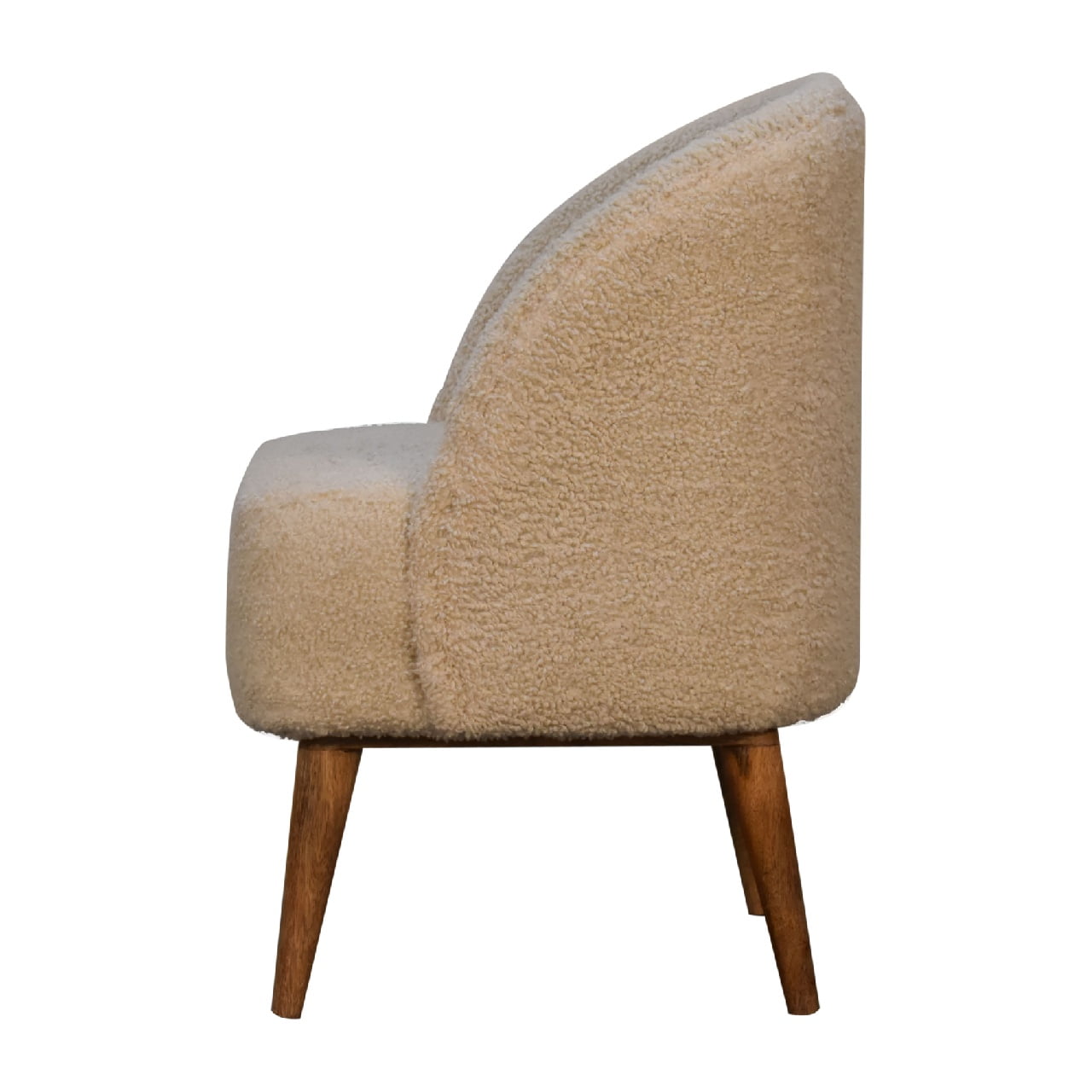 Cream Boucle Tub Chair. 100% Solid Mango Wood