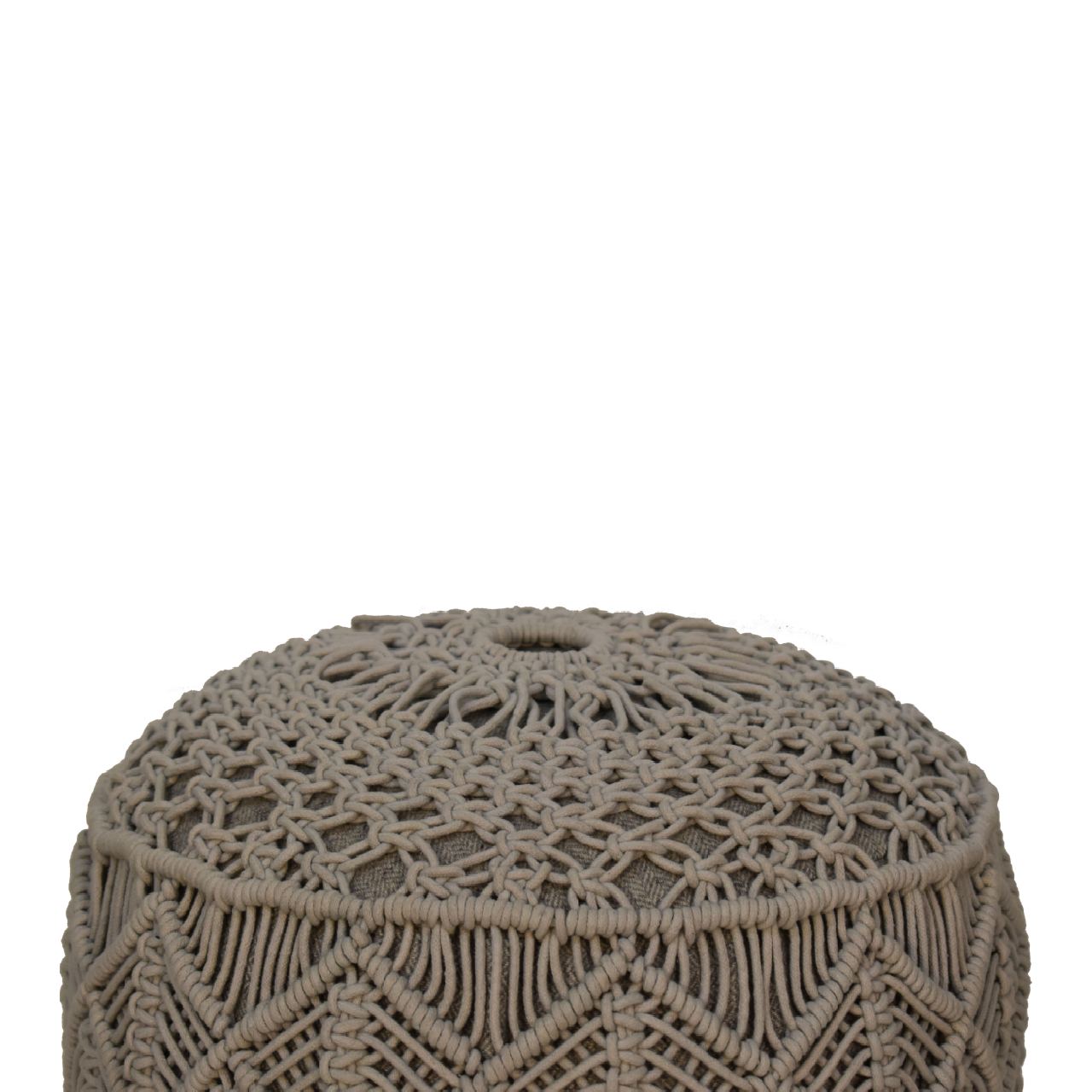 Crotchet Grey Footstool. 100% Solid Mango Wood